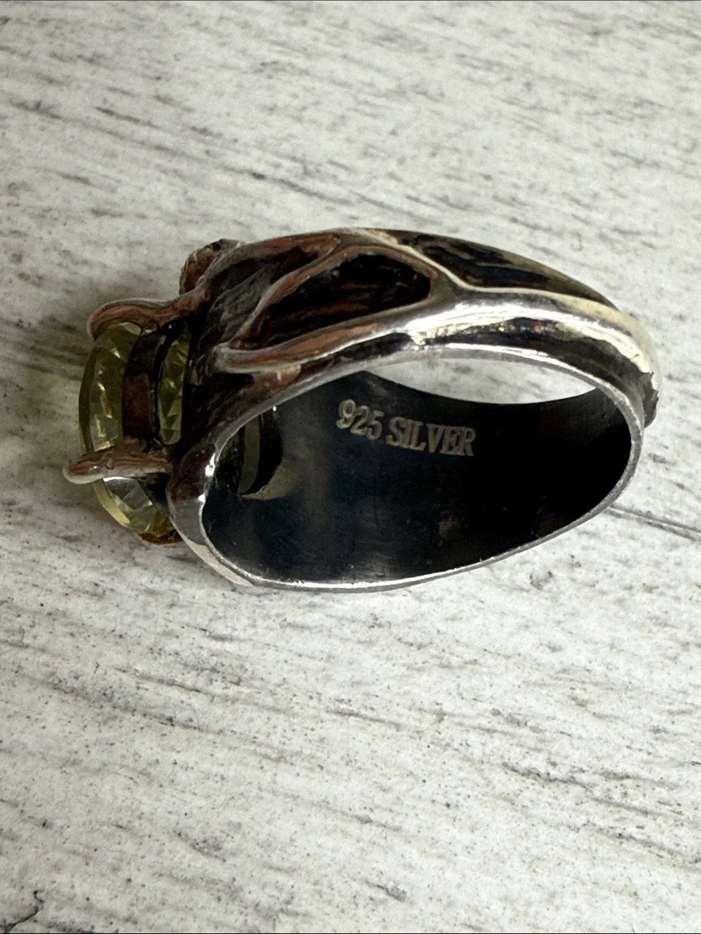 925 Sterling Silver Topaz and diamond ring